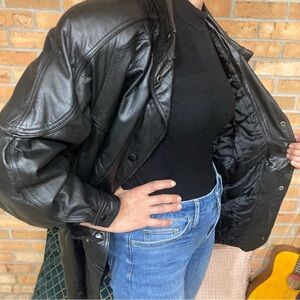 VINTAGE Genuine Leather Heavyweight Moto Pilot Jacket Quilted Lining Women’s M